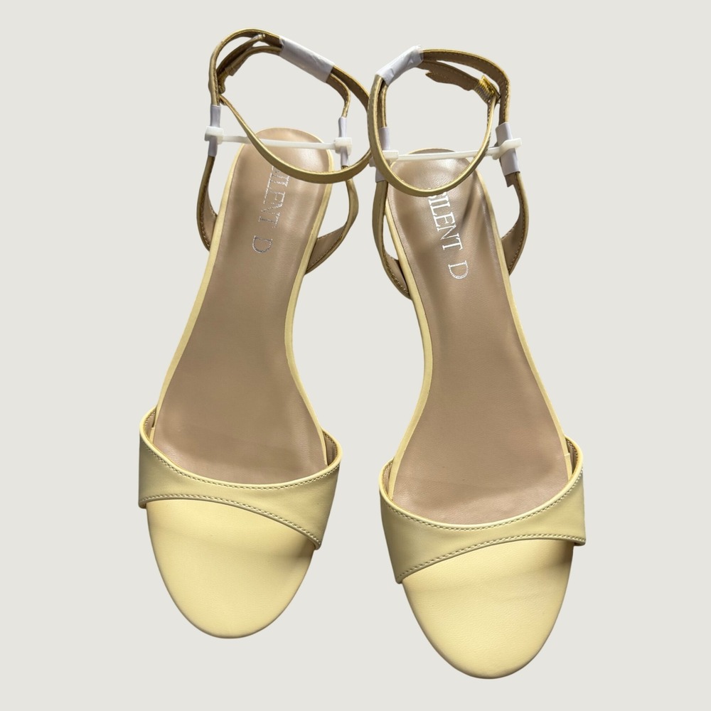 Silent D Terry Sandal 39 Kitten Heel Ankle Strap Napa Leather Butter Yellow